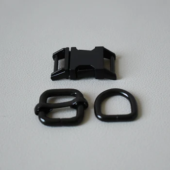 1 Комплект, черен метален слайдер, обтегач Ренегат, D-образен пръстен, 15 мм и каишка за яката за домашни кучета, аксесоари за колан