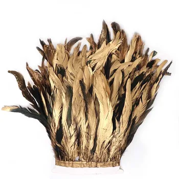 1 Метър елегантна златна тапицерия от петушиных пера 15-20 см, естествени пера за сватбени пера 