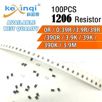 100 бр./лот SMD 1206 резистор 0,25 W 1/4 W съпротивление 0R Ти 0,39 R 3,9 R 39F 390R 3,9 К 39K 390K 3,9 M