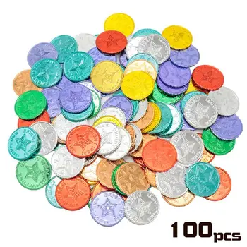 100 бр. мини преносими пластмасови играчки за монети Ярки цветни игри на маса от пластмаса