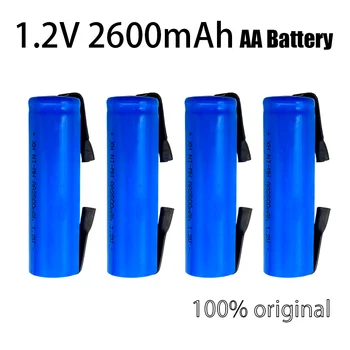 100% Оригинална батерия 1.2 V AA 2600 mah 2A Ni-MH Ni MH клетки син корпус с первази-игли за електрически самобръсначки Philips, Braun brush tool