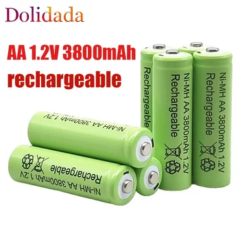 100% Оригинални батерии 1.2 V AA 3800mAh Ni MH акумулаторна батерия AA, може да се използва за MP3, led лампи, микрофон за играчка камери