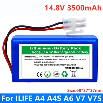 100% чисто Нов Оригинален литиево-йонна Батерия 14,8 V 9800 mAh За ILIFE A4 A4s V7s A6 V7s plus Робот-Прахосмукачка iLife battery