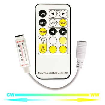 10ШТ 15 клавиши RF Wireless RemoteCCT Led Контролер С Дистанционно Регулиране на Яркостта За 2835 5050 WW + CW в два цвята Ивица Светлина