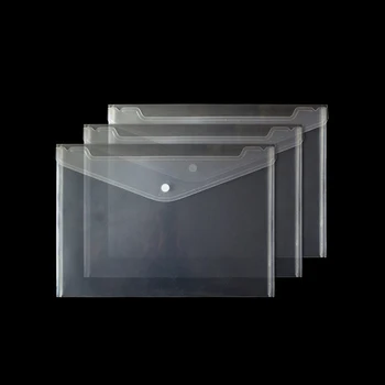 12 бр., прозрачен полипропилен водоустойчив титуляр за файлове във Формат A5, плик за документи с бутон - Бял