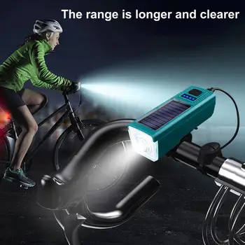 130 db Пищялка велосипеден фенерче 2000 mah Зареждане от Слънчева Енергия Водоустойчив Велосипеден фенер USB LED МТБ Пътен под Наем Предната и Задната светлина