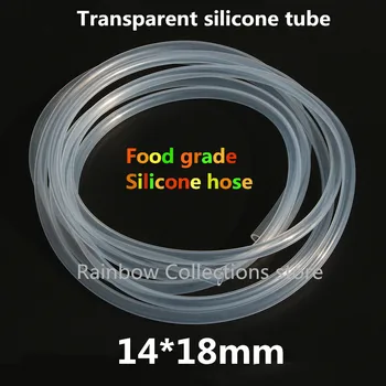 14*18 мм 1 м/лот Прозрачна силиконова тръба Силиконов маркуч за Хранително-вкусовата силиконов маркуч