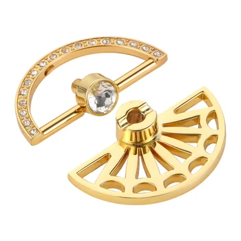 1БР Златна дръжка във формата на слънце съоръжения, интериор под формата на кристали диамант, полукруглое пръстен, дръжка, кръгла ключалката с перка, Креативна начало хардуер