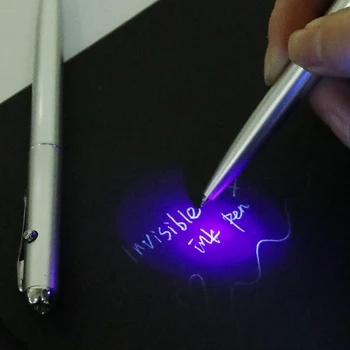 1БР Нови офис и ученически пособия Пластмасова дръжка с невидимо мастило и UV-лампа, вълшебна тайна химикалка химикалка-шпионин