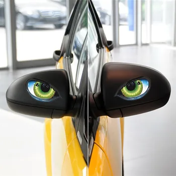 2 бр. автомобилни стикери Котешки очи 3D Моделиране Забавни светлоотразителни за огледала за обратно виждане Мотоциклет шлем автоматично предварително стайлинг C40