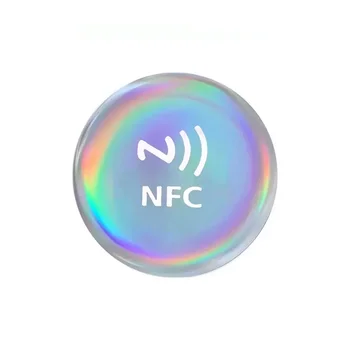 2 бр. Водоустойчива лазерна холограма от епоксидна смола, NFC стикер за мобилния телефон за споделяне в социалните мрежи, на етикета, и с чип NFC Tag215