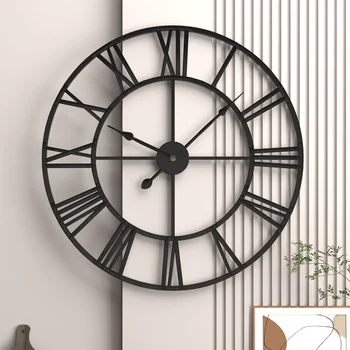 20-цолови много съвременни метални стенни часовници, безшумни, не тикающие, с римски цифри батерии, стенни часовници за всекидневна, кухненски декор