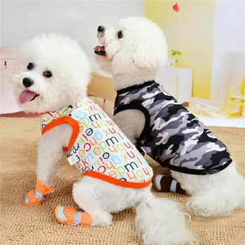 2021 Нови жилетки за домашни кучета, тениска с кръгло деколте и принтом за кученце Теди, сладък монтиране на еластична жилетка без ръкави за летни дрехи за кучета