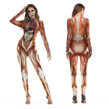 2022 Хелоуин, Карнавальная парти, Страшен гащеризон с виртуален скелет на кръвоносен Съд възрастни Жени, котешки костюм с реалистична структурата на човешкото Тяло
