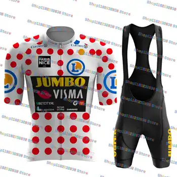 2023 Jumbo Visma Колоездене, Трикотажни Комплекти Pot leader С Къс Ръкав Быстросохнущий Майо Ciclismo Състезателна Дишаща Велосипедна Облекло
