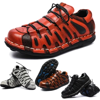 2023 Ежедневни обувки, Италианските Модни Каубойски Ботуши на платформа в стил Пънк От естествена Кожа с Високо Качество; Ежедневни Обувки С кръгло бомбе Червен Цвят