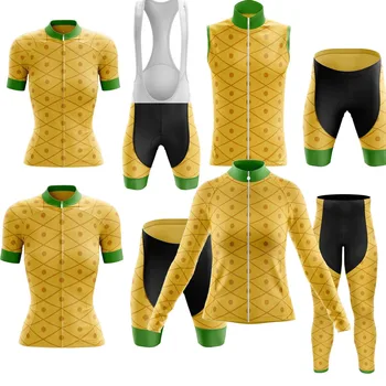 2023 Женски Комплект от Джърси със Забавна Ананас за велоспорта, жълта велосипедна облекло за сезона, Ризи пътят мотори, Костюм МТБ Maillot Ciclismo