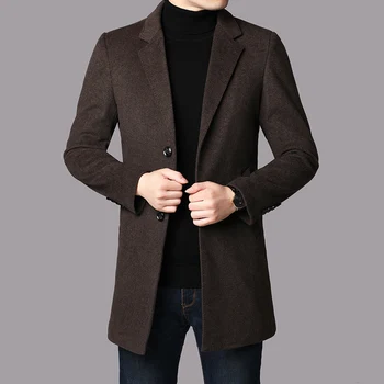 2023 Зимно яке, дебели вълнени палта, мъжко облекло, ново записване, тренч с джоб, бизнес ежедневното дълго палто, мъжки размер 3XL
