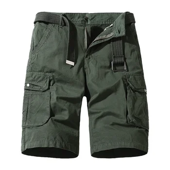 2023 Летни шорти-карго мъжки памучни военни мъжки улични дишащи ежедневни къси панталони за мъже Свободни работни панталони с много джобове мъжки