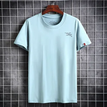 2023 Мъжки t-shirt, модерен топ с кръгло деколте, дрехи от чист памук къс ръкав, благородна летни дрехи, бяла тениска с принтом 6XL