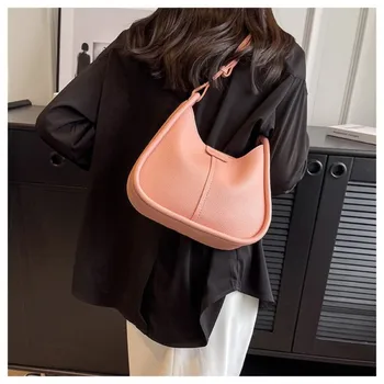 2023 Нови дамски модни чанти ретро однотонная чанта от изкуствена кожа през рамо, ежедневни дамски чанта-скитник