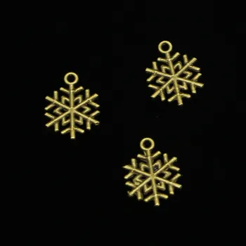 25 бр. Антични бронзови медальони във формата на снежинки за бижута 