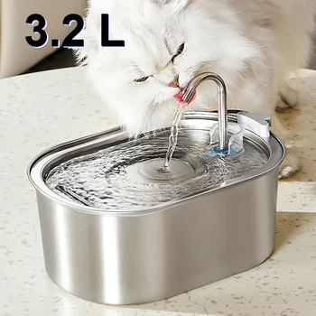 3,2 л, Фонтан за котки от неръждаема стомана, Автоматичен Диспенсер за вода за домашни любимци, аксесоари, Автоматичен чешма за котки, Пияч за кучета