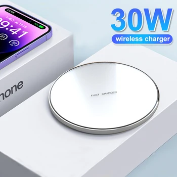 30 W, USB Бързо Безжично Зарядно За iPhone 14 13 12 11 Pro MAX Зарядно Устройство За Samsung S23 Ultra Xiaomi Аксесоари За Безжично Зареждане