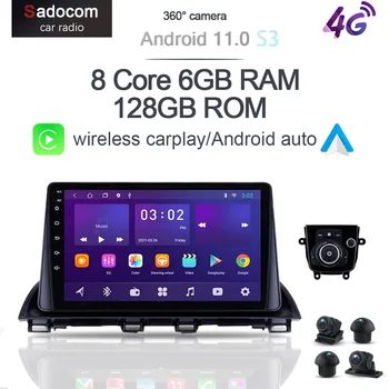 360 Панорамен IPS Carplay 6G + 128G Android 11,0 Кола DVD плейър GPS DSP WIFI Bluetooth 5,0 RDS радио За Mazda 3 Axela 2013-2018