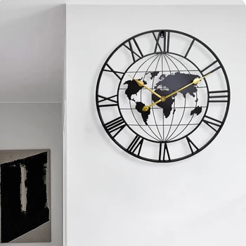 3D Карта на Света Стенни часовници Глобус на Земята Карта Декоративен стенен декор Съвременно изкуство верандата, за Стенни часовници Карта на света през Цялата декор Подарък