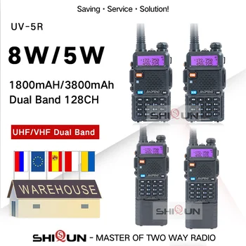 4 Бр. Baofeng UV-5R 5 W и 8 W 1800 mah и 3800 ма Преносима Радиостанция Радио VHF двойна лента UV5R Двустранно Радио за Ловни шунка радио
