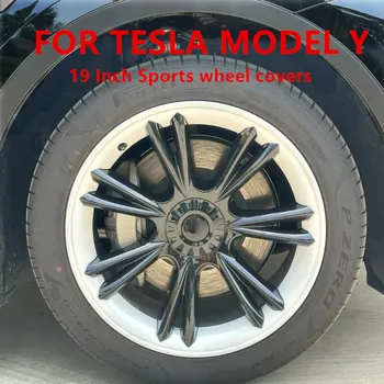 4 бр. капачка за главината, разменени капачка за джанти, авто капачка за главината, пълно покритие на джантата, 19 инча, аксесоари за Tesla Model Y 2020-2023