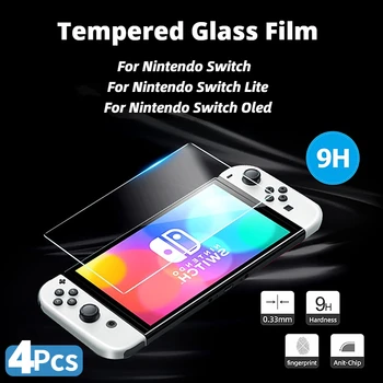 4 опаковки за Nintendo Switch NS защитен слой от закалено стъкло твърдост 9H за Nintendos Switch Lite Nintend Screen Film