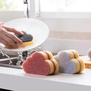 4ШТ Creative Cloud Дебела гъба За силно дезинфекция на съдове, гъба за миене на стъклени съдове за готвене, кухненски инструмент за почистване, гъба за почистване