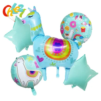 5 бр. балони от фолио с лама, алпака, гелиевый топка за парти, 18 инча, звезда, детски душ, рожден ден, сватба парти, розово, синьо декор, играчки за деца