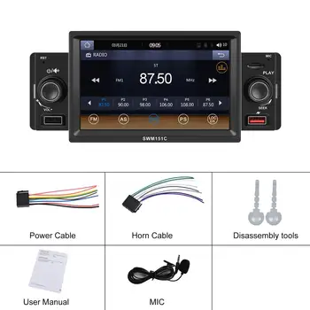 5-инчов радиото в автомобила на 1 Din, съвместим с Bluetooth, възпроизвеждане на музика, когато се обаждате, Mp5 плейър, огледална линк, който е съвместим с Carplay