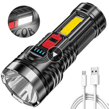 500ЛМ мощен USB акумулаторна фенерче, 4 режима, led фенерче с вградена батерия 18650, тактическо фенерче, водоустойчив фенер