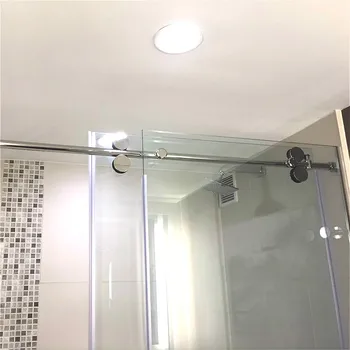 6,6 фута хром полиран байпасная бескаркасная разтегателна стъклена врата на душ-кабината с кръгла дръжка