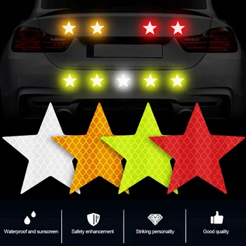 6 бр., светоотражающая стикер за автомобил, самозалепващи, предупреждение за сигурност, на видимостта за камион, мотоциклет, теглич, светоотражающая стикер във формата на звезда