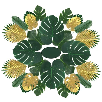 60 бр. Имитация на палмови листа, костенурка, тропическо растение, хавайски джунглата, Плаж, тематичен комплект украси за партита, Аксесоари за дома