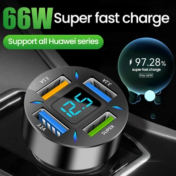 66 W Зарядно за Кола USB Type C Бързо Зареждане на Авто Телефонен Адаптер за iPhone 13 12 Xiaomi Huawei Samsung S21 S22 Бързо Зареждане на 3,0