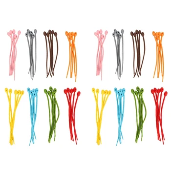 80 бр. цветни силиконови връзки с клипс за чанти, Cable колани, Хляб, вратовръзка, за многократна употреба гума обрат-вратовръзка, Универсален силикон вратовръзки