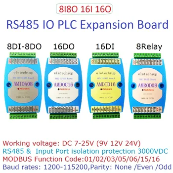 8DI-8DO 16DI 16DO Изолиран RS485 комуникационна платка за разширяване на MODBUS RTU 