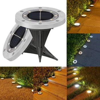 8LED Дисков лампа на слънчевата енергия, Открит Градина, Слънчев Подземен лампа, осветление на палубата, Погребана Слънчева led лампа, Градински интериор