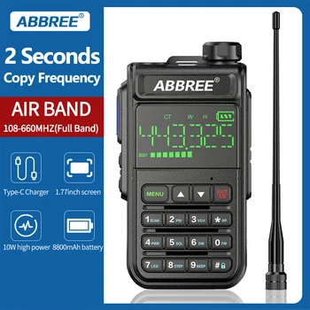 ABBREE AR-518 6 Ленти Любителски Радиолюбительства Двустранно Радио 256CH Air Band Уоки Токи VOX SOS Цветен LCD Полицейски Скенер Авиационен