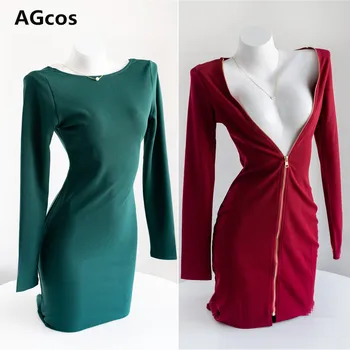 AGCOS Оригинален Дизайн Сексуално обтягивающее рокля с отворен гръб, костюм за cosplay, дамски дантелени рокли, секси Cosplay
