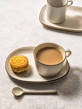 ANTOWALL керамичен ретро набор от кафе чаши и блюдец в японски стил за закуска в ретро стил, тес office set