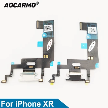 Aocarmo за iPhone XR порт за зареждане, докинг станция за зарядното устройство, USB-конектор гъвкав кабел за микрофон, бяла/черна дубликат част