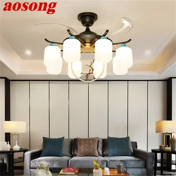 AOSONG вентилатори лампа с дистанционно управление Творчески дом на декоративна лампа за дневна, коридор, спалня
