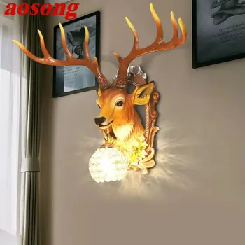 AOSONG Модерен стенен лампа с Елени, led лампа-сутиени от естествени Смоли, за Дома, хол, Спалня